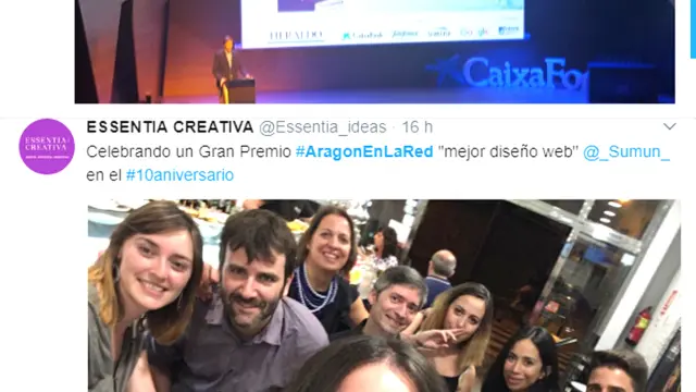 Momentos destacados de los 'Premios Aragón en la Red', en Twitter.