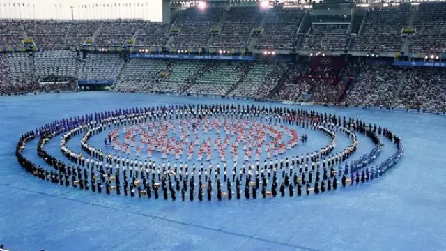 Los tambores de la Ruta, en la ceremonia de inauguración de Barcelona 92.