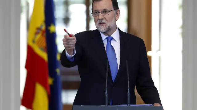 El presidente del Gobierno, Mariano Rajoy, durante una intervención en La Moncloa este viernes.