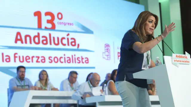 Susana Díaz este sábado durante su intervención ante el Plenario del 13 Congreso Regional del PSOE-Andalucía.