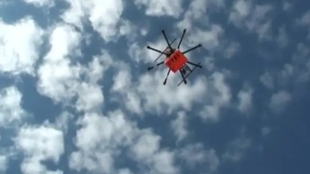 Dron durante un vuelo de prueba