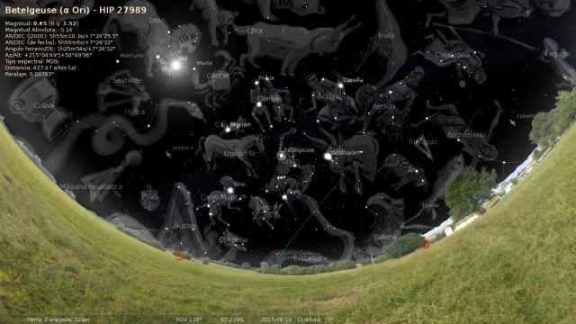 Una captura de la aplicación 'Stellarium'.