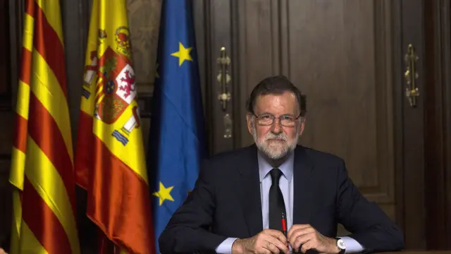 Mariano Rajoy en la reunión que ha mantenido esta noche en la Delegación del Gobierno de Cataluña.