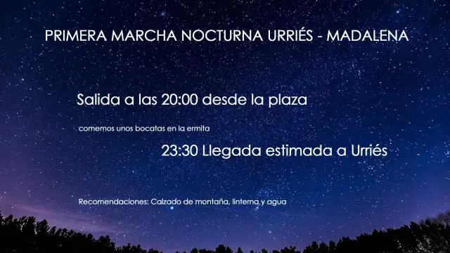 Cartel anunciador de la Marcha Nocturna Urriés - La Magdalena.