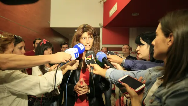 Carmen Dueso, este lunes, en la sede del PSOE