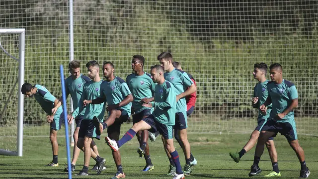 El Huesca solo ha tenido dos sesiones de entrenamiento en sus instalaciones esta semana.