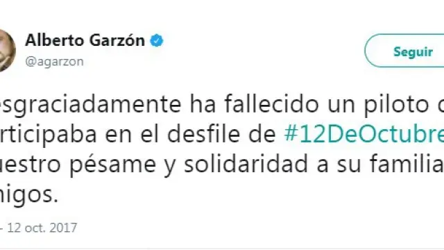 Twitter publicado por Alberto Garzón.