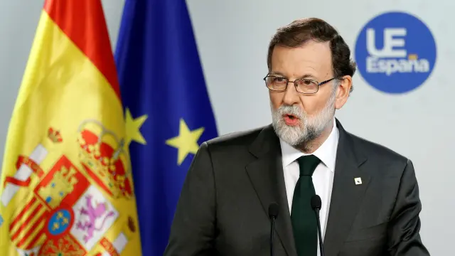 Rajoy, en la rueda de prensa en el marco del Consejo Europeo en Bruselas.