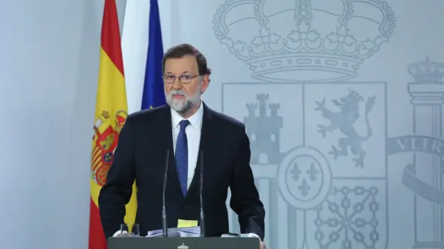 Mariano Rajoy durante la comparecencia.