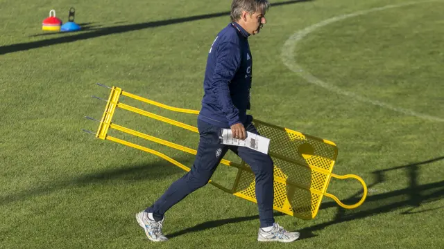 Natxo González, en el entrenamiento en la Ciudad Deportiva.