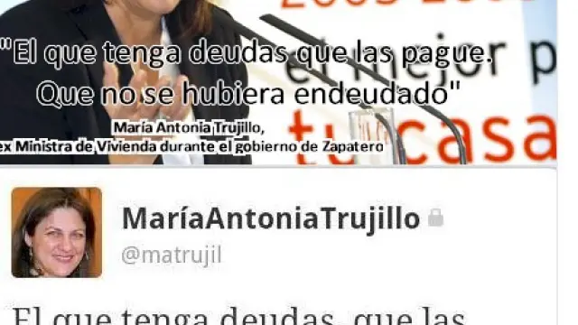 Uno de los tuit más polémicos de la exministra de Vivienda socialista María Antonia Trujillo.