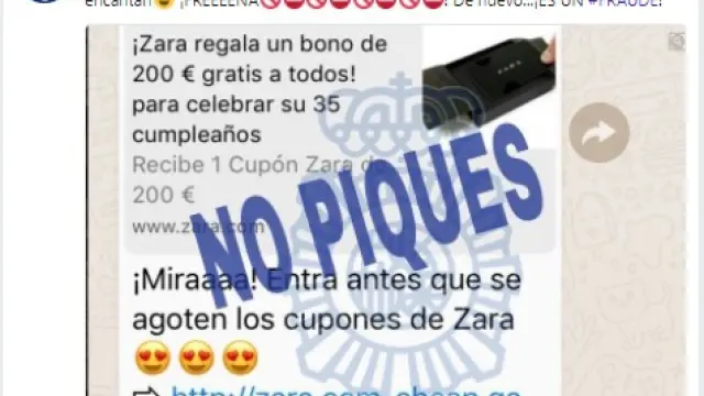 La Policía alerta del bulo del bono de 200 euros de Zara