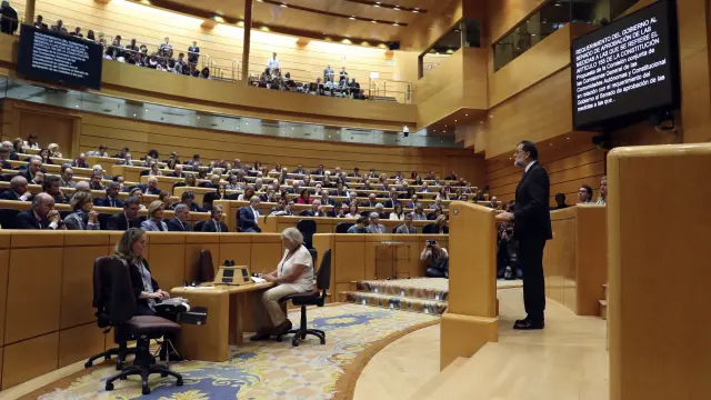 Imagen de la histórica sesión del Senado en la que se votó el artículo 155