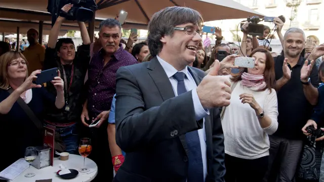 Carles Puigdemont, el sábado en Gerona.