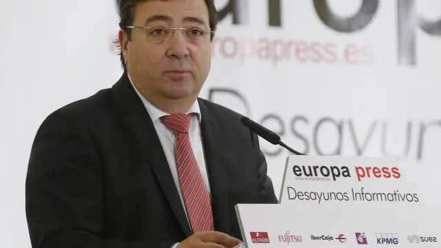El presidente de Extremadura,Guillermo Fernández Vara, en una conferencia ayer en Madrid.