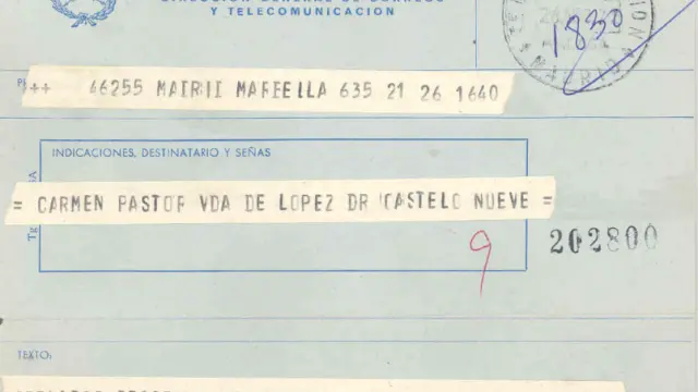Pésame. Un telegrama enviado en el siglo pasado. El lenguaje se simplificaba porque se pagaba por cada palabra.