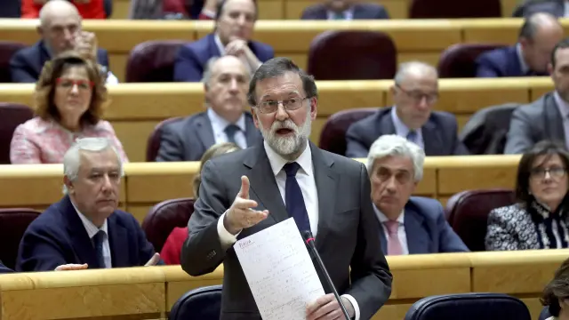 Mariano Rajoy durante una intervención en el pleno del Senado