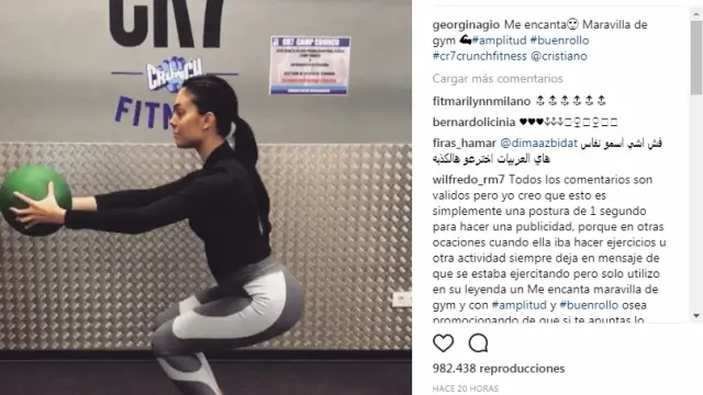 Imagen de Georgina haciendo ejercicios en el gimnasio de Cristiano Ronaldo.