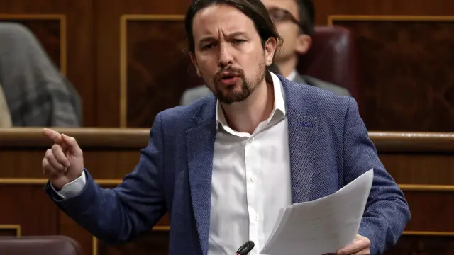 El líder de Unidos Podemos, Pablo Iglesias, en la sesión de este miércoles en el Congreso.
