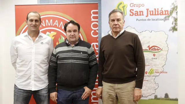 José Francisco Nolasco, David Mancho y José María Udina este jueves en la presentación del partido, que está patrocinado por Semillas Vilas.