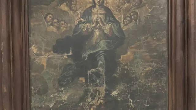 Inmaculada, pintura mural del conjunto de Sijena que estaba extraviada.
