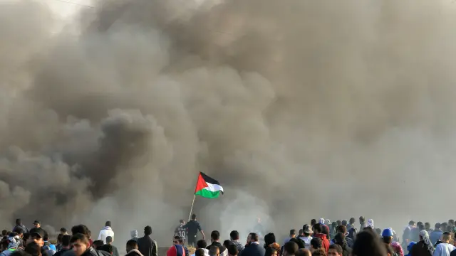 Imagen de las protestas al borde de la frontera israelí.