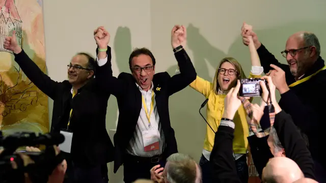 Los representantes de JuntsxCat celebran los resultados