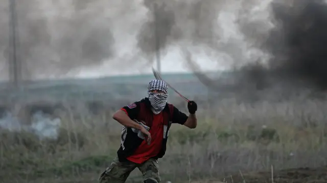Un palestino, durante las protestas de este último viernes del año.