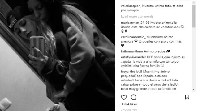Valeria Quer ha subido a Instagram la última foto que se hizo con su hermana