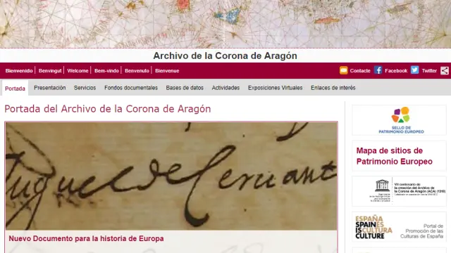 Página web del Archivo de la Corona de Aragón