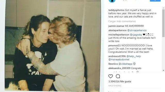 Ed Sheeran anuncia que se ha "comprometido" con su novia de siempre.