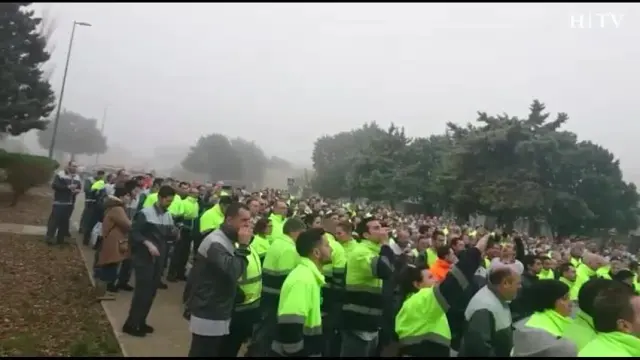 Protesta masiva de los trabajadores en Figueruelas