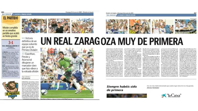 Crónica de HERALDO DE ARAGÓN del Real Zaragoza-Córdoba de 2009.