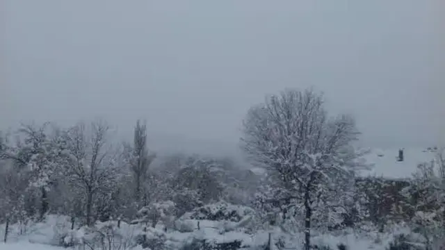 Así nevaba en Aineto, Huesca, durante la mañana de este lunes