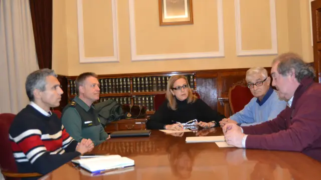 Reunión del comité de urgencia que reunió el domingo la Subdelegación del Gobierno en Huesca por el temporal