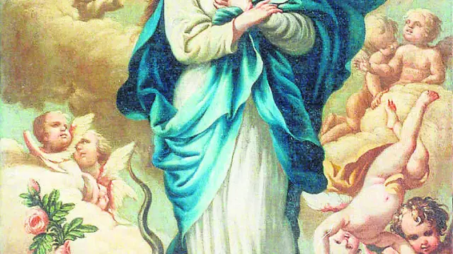 El lienzo muestra la imagen de la Inmaculada.