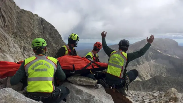 Un rescate en el pico Rusell, en Benasque, el pasado mes de agosto