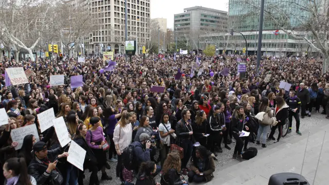 Huelga feminista del 8M en Aragón.