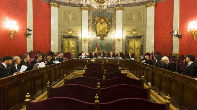 Imagen de la sala del Tribunal Supremo durante la exposición de los recursos por la operación Molinos.