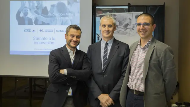Nacho Torre, Juan Carlos Sánchez y Toño Ruiz durante la presentación del Ecosistema Más Empresa.