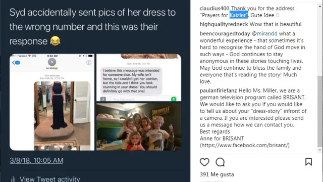 El estado de Instagram en el que Mandi contó la historia del mensaje equivocado.