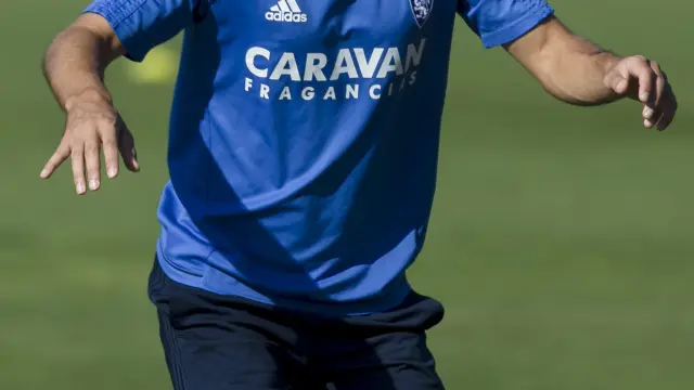 Buff, en un entrenamiento del Real Zaragoza