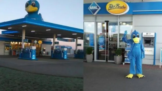 Al parecer, el arresto se produjo en una gasolinera cuyo logotipo y mascota es un gran pájaro azul.