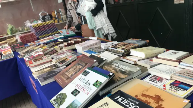 Mercadillo de libros recuperados de Cáritas en Huesca.