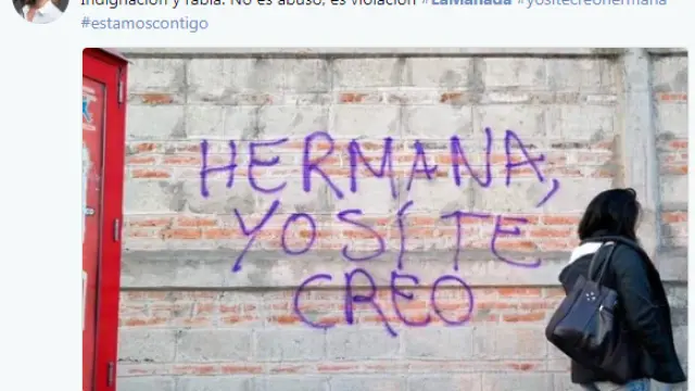 #YoSiTeCreo y #NoesNo: Las redes, indignadas con la sentencia de La Manada. Foto: Twitter de la periodista Sandra Barneda