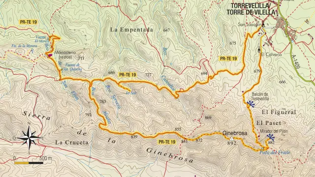 Mapa de la ruta al Ginebrosa.