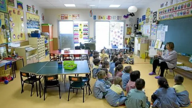 Un aula de infantil de un colegio zaragozano.