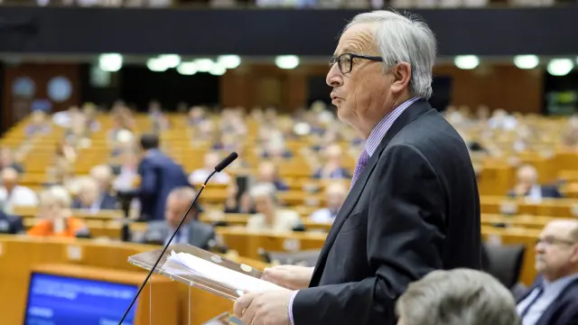 El presidente de la Comisión Europea, Jean Claude-Juncker, durante el pleno del Parlamento Europeo.