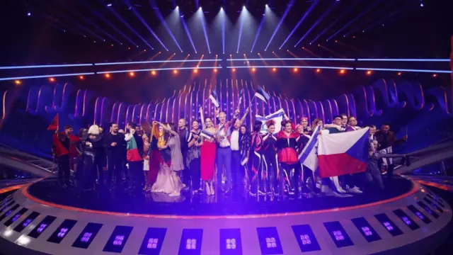 Un momento de la gala de este martes, con los primeros finalistas de Eurovisión.