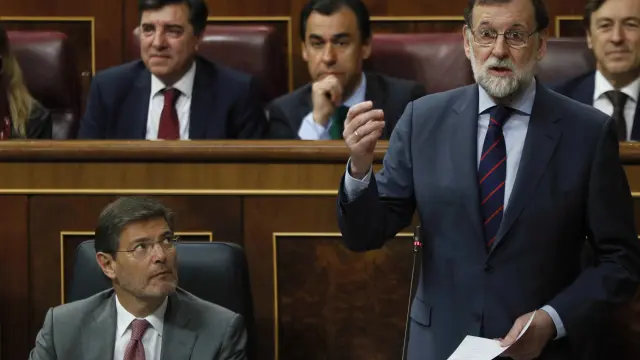 Mariano Rajoy en la sesión de control al Gobierno de este miércoles en el Congreso de los Diputados.